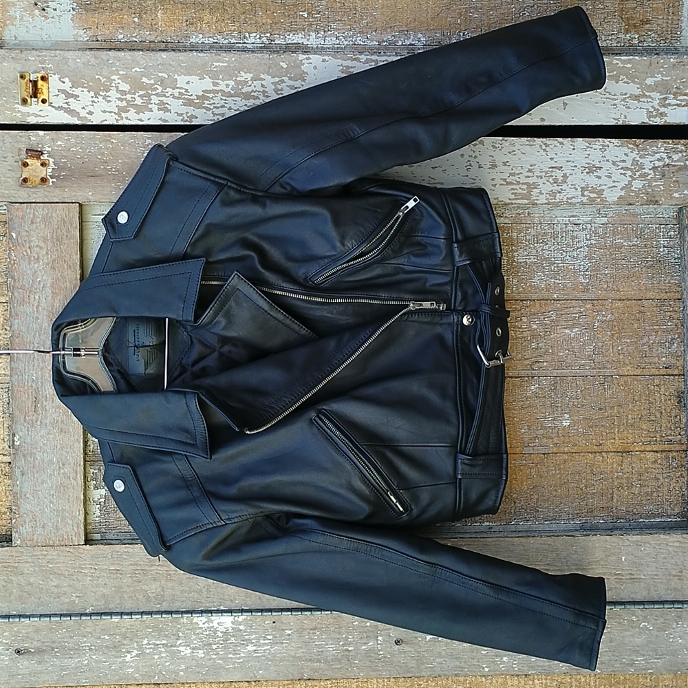 Vintage Black Leather Biker Jacket